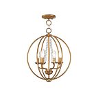 Livex Lighting 40914-48 Arabella 4-lumières 240W Feuille d'or antique Convertible Plafonnier semi encastré ou Lustre