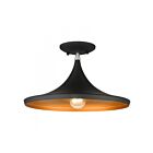 Livex Lighting Waldorf 41189-04 1-Lumière 60W Noir avec finitions en nickel brossé Plafonnier Semi Encastré