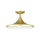 Livex Lighting Waldorf 41189-33 1-Lumière 60W Or doux avec des accents de laiton poli Plafonnier Semi Encastré