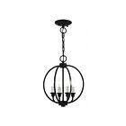 Livex Lighting 4664-04 Milania 4-lumières 240W Noir avec accents en nickel brossé Convertible Plafonnier semi encastré ou Lustre