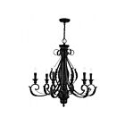 Livex Lighting 49066-68 Valencia 6-lumières 360W Noir brillant Lustre