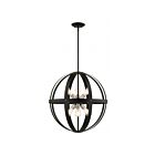 Livex Lighting 49646-14 Stoneridge 6-Lumières 360W Noir texturé avec accents en nickel brossé Suspendu
