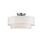 Livex Lighting 50306-91 3-Lumières 120W Nickel brossé Plafonnier semi encastré