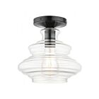 Livex Lighting Everett 52830-68 1-Lumière 60W Noir brillant avec finitions chromées Plafonnier Semi Encastré