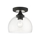 Livex Lighting Glendon 53640-04 1-Lumière 60W Noir avec finitions en nickel brossé Plafonnier Semi Encastré