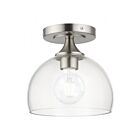 Livex Lighting Glendon 53640-91 1-Lumière 60W Nickel brossé Plafonnier Semi Encastré