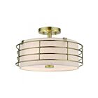 Livex Lighting Blanchard 55118-01 3-Lumières 180W Laiton antique Plafonnier Semi Encastré