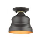 Livex Lighting Endicott 55909-07 1-Lumière 60W Bronze avec finitions en laiton antique Plafonnier Semi Encastré