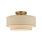 Livex Lighting Bellingham 58897-48 3-Lumières 120W Feuille d'or antique Plafonnier Semi Encastré