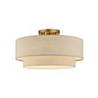 Livex Lighting Bellingham 58898-48 3-Lumières 120W Feuille d'or antique Plafonnier Semi Encastré