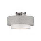 Livex Lighting 60013-91 3-Lumières 120W Nickel brossé Plafonnier semi encastré