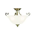 Livex Lighting Coronado 6130-01 3-Lumières 300W Laiton antique Plafonnier Semi Encastré