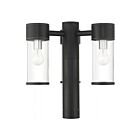 Livex Lighting Atlantic 71927-14 3-Lumières 180W Noir texturé avec finitions argentées antiques. Lanterne de poteau extérieure
