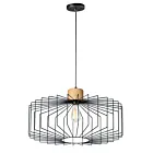 Maxim Lighting 10069BKNWD Bjorn 1-Lumière 60W Noir/Bois naturel Suspendu