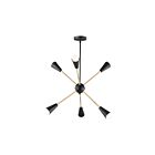 Maxim Lighting 11266BKSBR Lovell 6-Lumières 360W Noir/Laiton satiné Suspendu