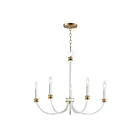 Maxim Lighting 11375WWTGL Charlton 5-Lumières 300W Blanc patiné/Feuilles d'or Incandescence Lustre