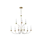 Maxim Lighting 11377WWTGL Charlton 9-Lumières 540W Blanc vieilli/Feuilles d'or Incandescence Lustre