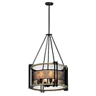 Maxim Lighting 27565BKBWAB Boundry 6-Lumières 360W Noir/Bois de grange/Laiton antique Incandescence Lustre