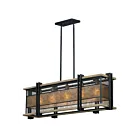 Maxim Lighting 27567BKBWAB Boundry 5-Lumières 300W Noir/Bois ancien/Laiton ancien Suspendu