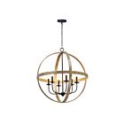Maxim Lighting 27576BWBK Compass 6-Lumières 360W Bois de grange/Noir Suspendu
