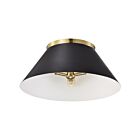 Grand plafonnier Nuvo Lighting Dover 60-7420 180W 3 lumières noir avec laiton vintage