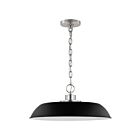 Suspendu de taille moyenne Nuvo Lighting Colony 60-7485 100W 1 lumière noir mat avec nickel poli