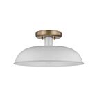 Petit plafonnier semi-encastré Nuvo Lighting Colony 60-7490 60W 1 lumière blanc mat avec laiton bruni