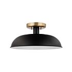 Petit plafonnier semi-encastré Nuvo Lighting Colony 60-7491 60W 1 lumière noir mat avec laiton bruni