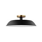 Plafonnier semi-encastré de taille moyenne Nuvo Lighting Colony 60-7494 60W 1 lumière noir mat avec laiton bruni