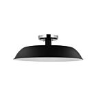 Plafonnier semi-encastré de taille moyenne Nuvo Lighting Colony 60-7495 60W 1 lumière noir mat avec nickel poli