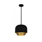 Quiozel Lighting FRK1812MBK Jett 1-lumière 180 Watt Noir mat et or Suspendu