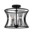 Plafonnier semi encastré Leiland Quoizel Lighting LEI1714MBK 240W 4 Lumières Noir mat