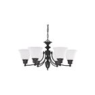 Satco 60-6042 Empire 60W 6-lumières Acajou Bronze Lustre
