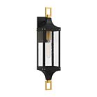 Savoy House 5-279-144 Glendale 1-Light 60W Matte Black and Weathered Brushed Brass Outdoor Wall Lantern
