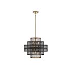 Suspendu Savoy House Kelvin 7-1927-6-143 6 Lumières 360W Noir Mat Avec Accents En Laiton Chaud