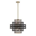 Suspendu Savoy House Kelvin 7-1927-6-143 6 Lumières 360W Noir Mat Avec Accents En Laiton Chaud
