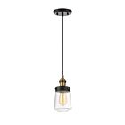 Mini Suspendu Savoy House Macauley 7-2064-1-51 1 Lumière 60W Noir Vintage Avec Accents En Laiton Chaud
