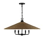 Suspendu Savoy House Eman 7-7772-6-180 6 Lumières 360W Noir Mat Avec Rotin Foncé
