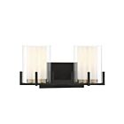 Luminaire de vanité Savoy House 8-1977-2-143 Eaton 2 Lumières 120W Noir mat avec accents en laiton chaud