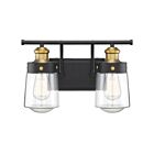 Luminaire de vanité Savoy House 8-2069-2-51 Macauley 2 Lumières 120W Noir vintage avec laiton chaud