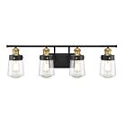 Luminaire de vanité Savoy House 8-2069-4-51 Macauley 4 Lumières 240W Noir vintage et laiton chaud
