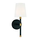 Applique Murale Savoy House Essentials Brody 9-1632-1-143 1 Lumière Noir Mat Avec Accents En Laiton Chaud