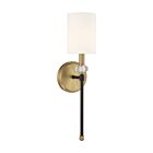 Applique Murale Savoy House Tivoli 9-1888-1-143 1 Lumière Noir Mat Avec Accents En Laiton Chaud
