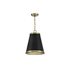 Suspendu Savoy House Meridian M7014Mbknb 1 Lumière 60W Noir Mat Et Laiton Naturel