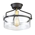 Plafonnier Semi Encastré Savoy House Meridian M60011Orbnb 1 Lumière 60W Bronze Frotté À L'Huile Avec Laiton Naturel