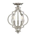 Plafonnier semi encastré ou Suspendu à chaîne Convertible Savoy House Meridian M60055PN 3-Lumières 180W Nickel poli