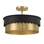 Plafonnier Semi Encastré Savoy House Meridian M60072Mbknb 3 Lumières 180W Noir Mat Et Laiton Naturel