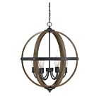 Suspendu Savoy House Meridian M70034Wb 6 Lumières 360W Bois Avec Noir