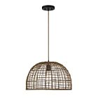 Suspendu Savoy House Meridian M70105Dr 1 Lumière 60W Rotin Foncé Avec Une Douille Marron Foncé