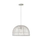 Suspendu Savoy House Meridian M70105Wr 1 Lumière 60W Rotin Blanc Avec Une Prise Blanche